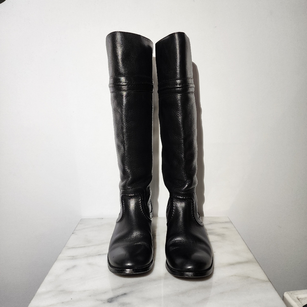 FRYE Melissa Black Leather Tall Pull-on Boots - Picture 9 of 9